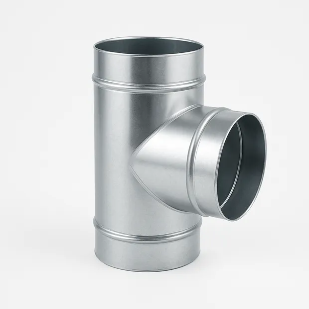 Тройник вентиляционный круглый косой оцинкованный
