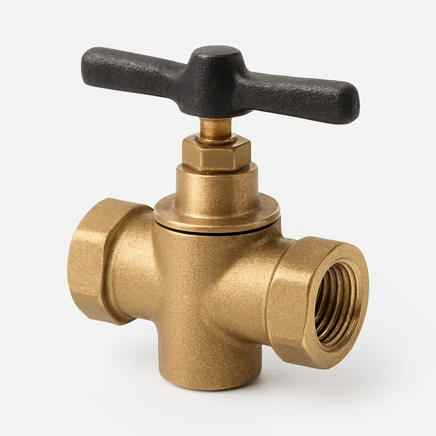 Кран пробковый латунный проходной муфтовый сальниковый